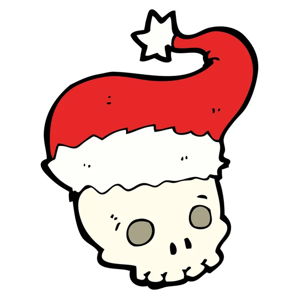 Cartoon unheimlich Totenkopf in Weihnachtsmütze — Stockvektor
