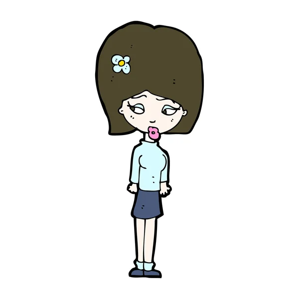 Chica de dibujos animados con flor en el pelo — Vector de stock