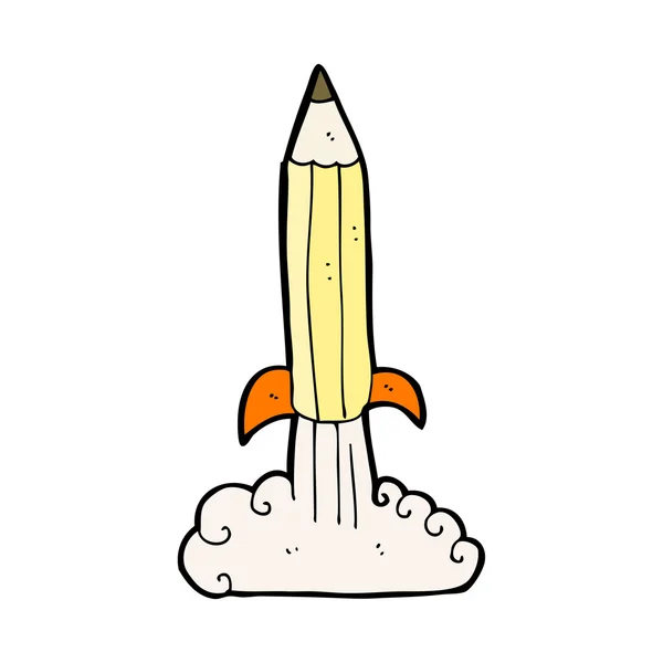 연필 로켓 만화 — 스톡 벡터