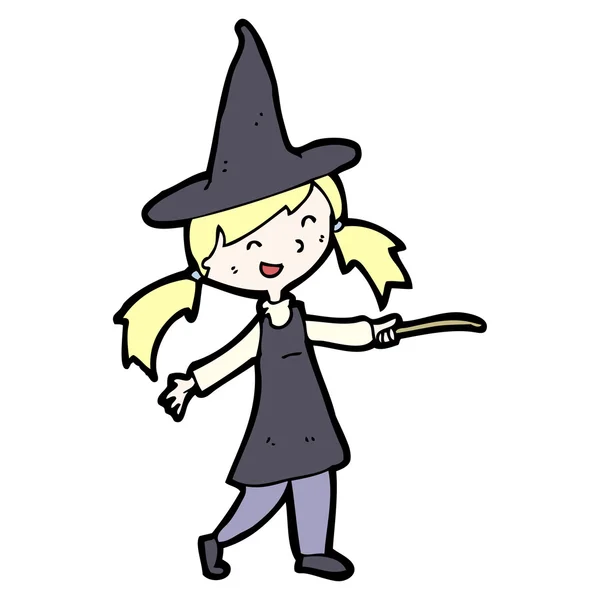年轻卡通女巫 — 图库矢量图片