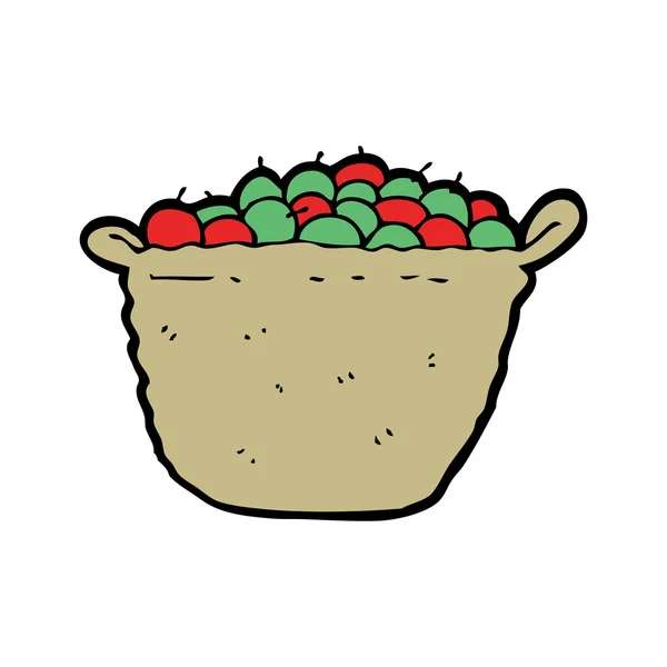 Basket of apples cartoon — Stock Vector