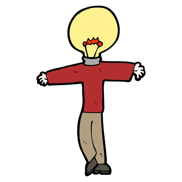 電球のヘッド漫画のキャラクター (ラスター バージョン) — ストックベクタ