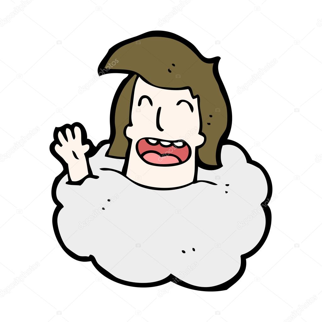 Man in cloud talking cartoon