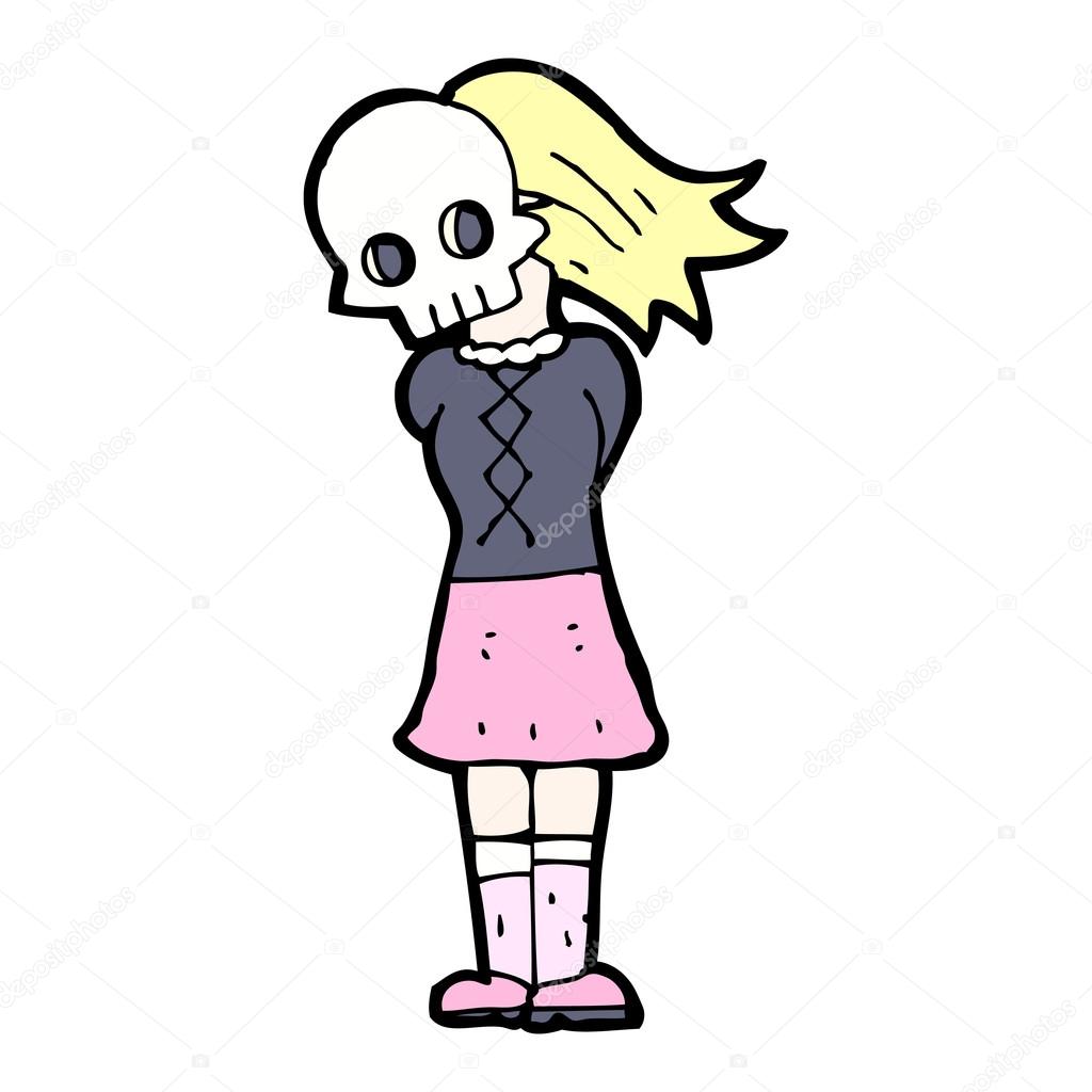 Girl Wearing A Skull Halloween Mask
