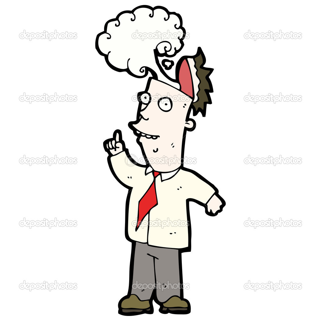 Cartoon businessman with steaming brain