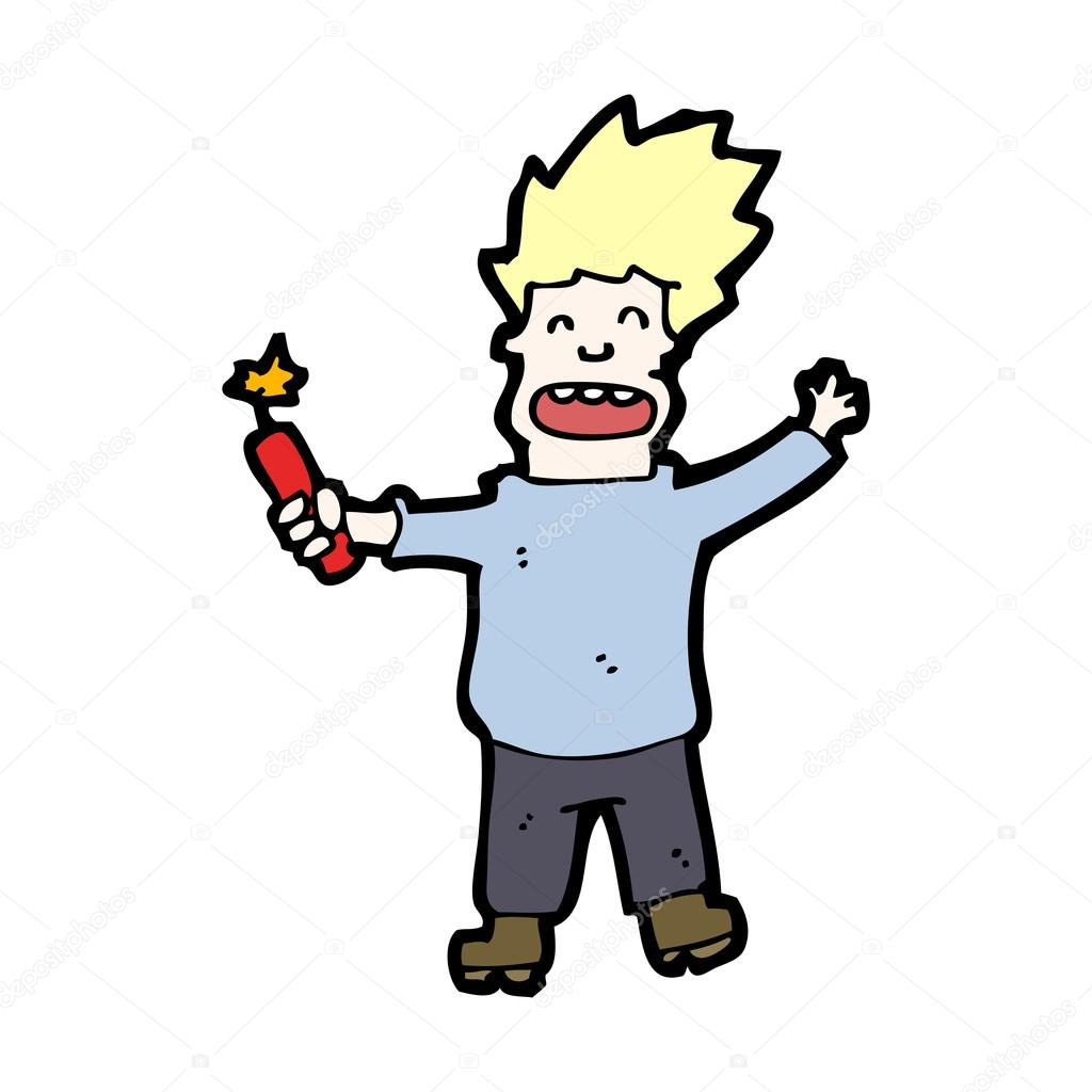 Cartoon madman with stick of dynamite