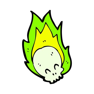 İnsan kafatası ile yeşil alevler