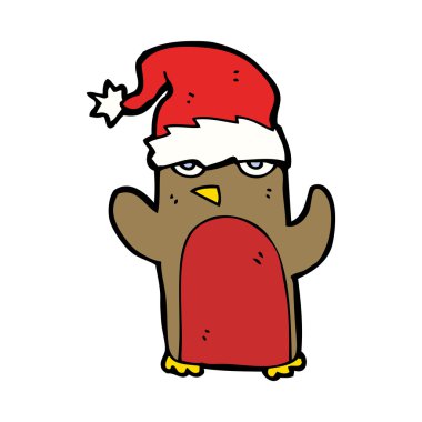 Noel Baba Şapkası Giyen Neşeli Xmas Pengueni