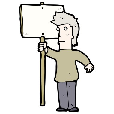 protestocu afişini karikatür