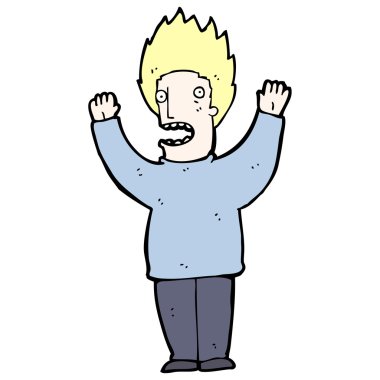 Çizgi filmci soru soruyor.