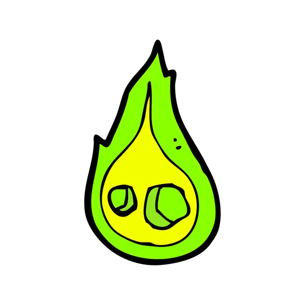 Desenhos animados de chama verde assustador — Vetor de Stock