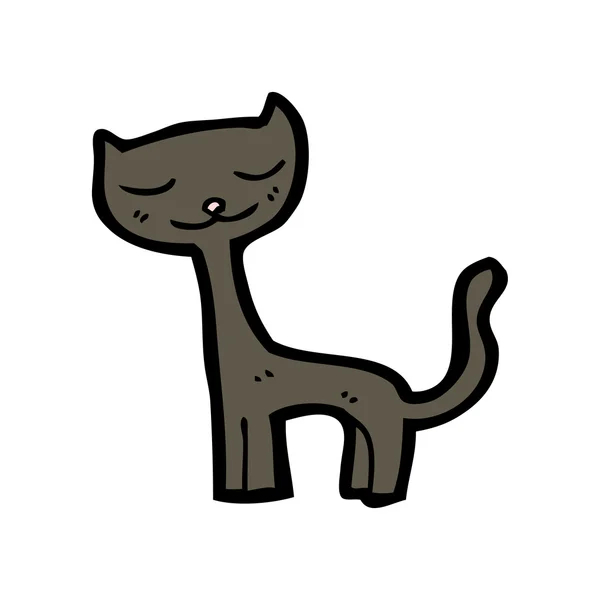 Bonito, cuello largo, dibujos animados gato negro — Vector de stock