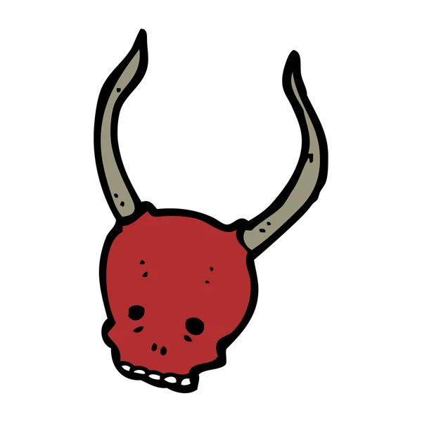 Rode skull met hoorns — Stockvector