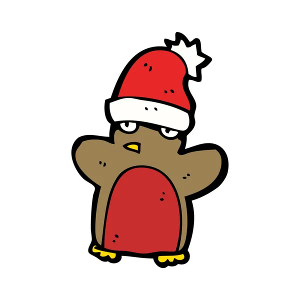 Natal pinguim vestindo um chapéu de Santa — Vetor de Stock