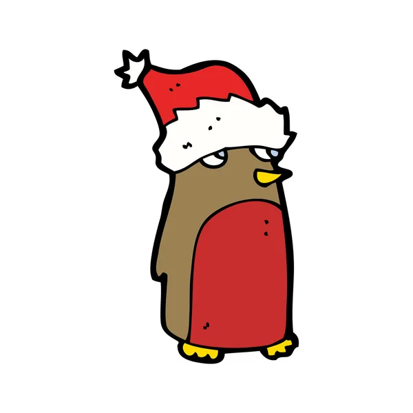 Festive Xmas Penguin Wearing A Santa Hat — Stock Vector