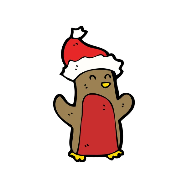 Festive Xmas Penguin Wearing A Santa Hat — Stock Vector