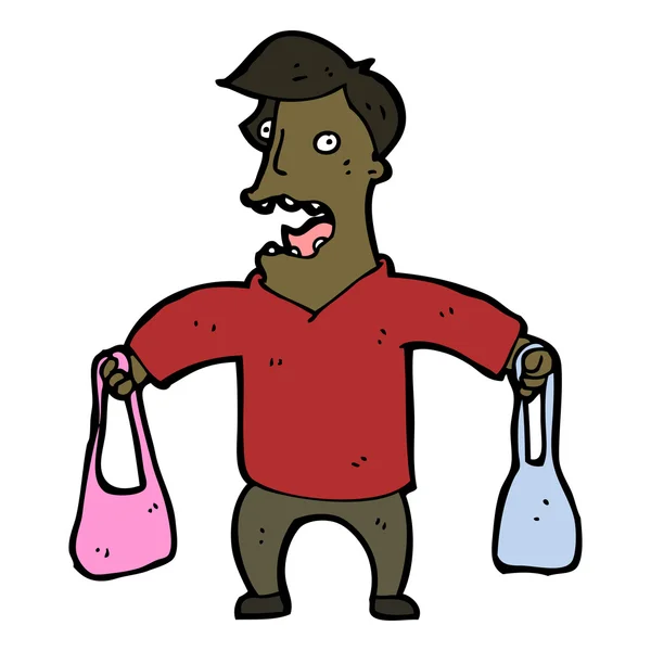 Karikatura člověka hospodářství kabelky — Stockový vektor