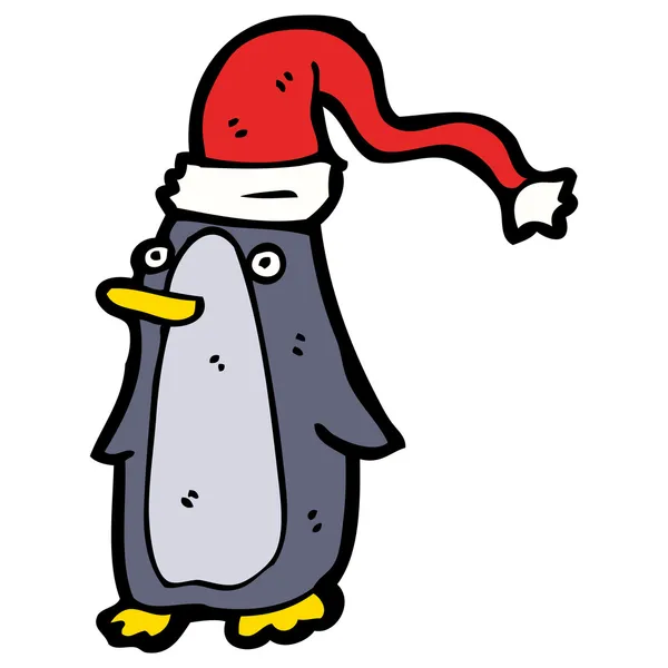 Festlig jul pingvin bär en Santa hatt — Stock vektor