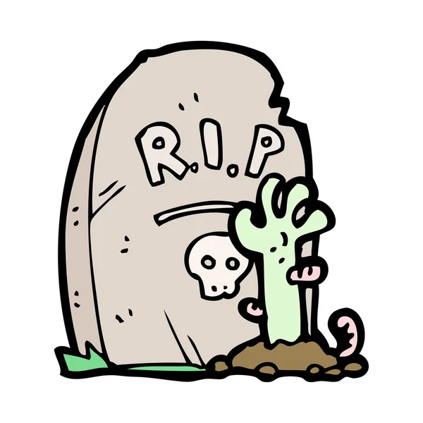 Dibujos animados zombie levantándose de la tumba — Vector de stock