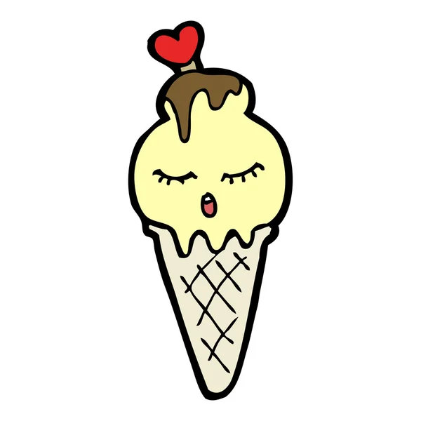 Kreslená postava kužel zmrzliny retro — Stockový vektor