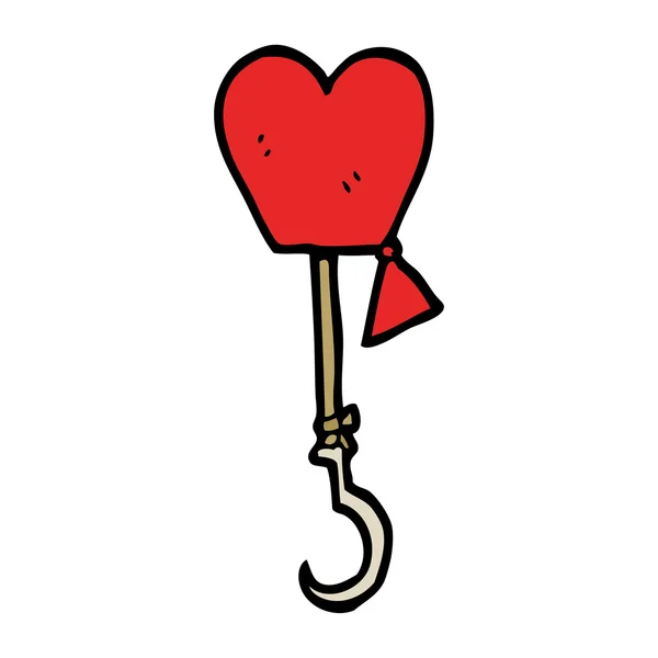 Cartone animato amore cuore agganciato — Vettoriale Stock