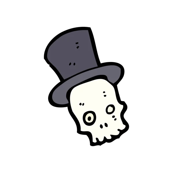 Calavera usando dibujos animados sombrero de copa — Vector de stock