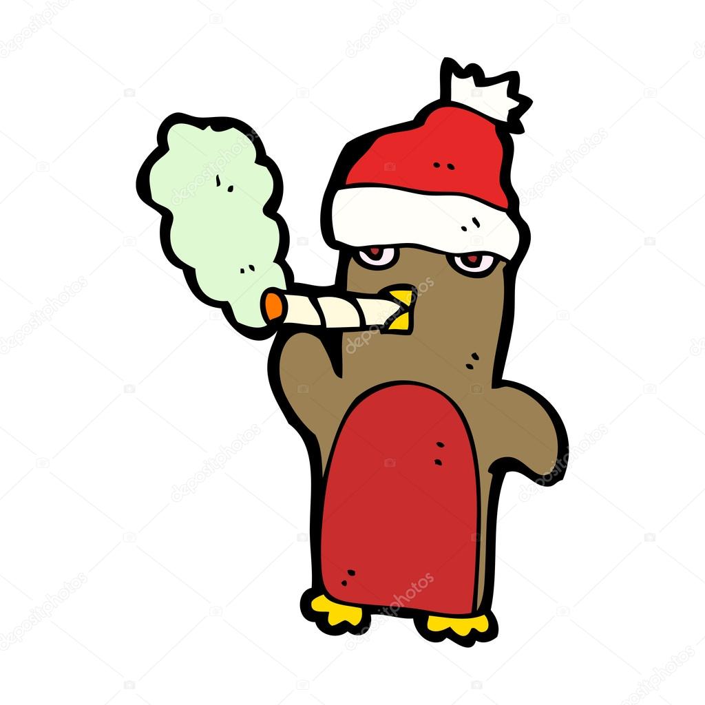 Festive Xmas Penguin Wearing A Santa Hat