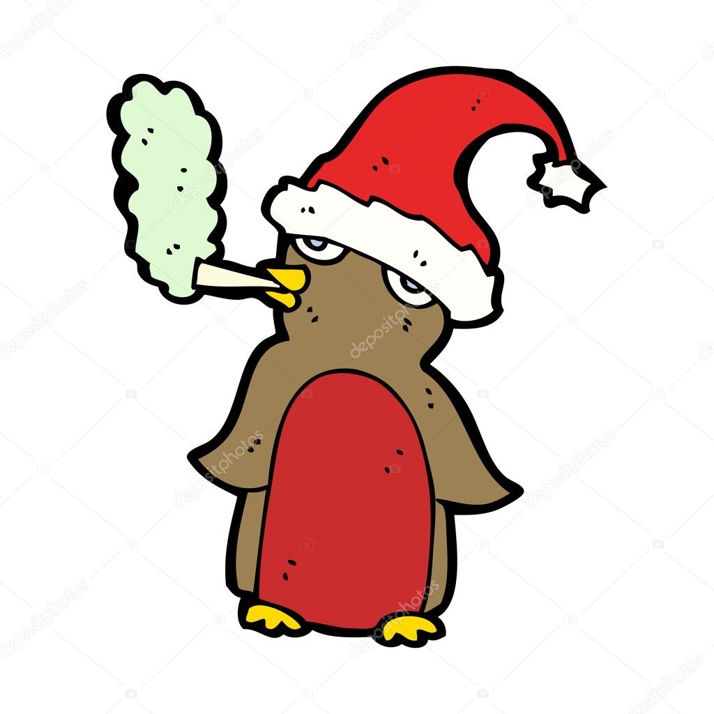 Festive Xmas Penguin Wearing A Santa Hat