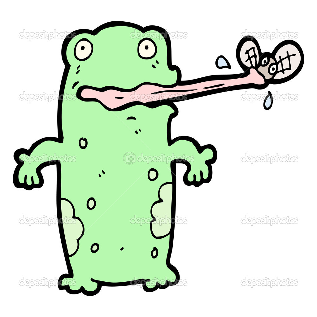 Frog catching fly cartoon — Stock Vector © lineartestpilot #14907239