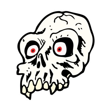 Scary halloween kafatası karikatür