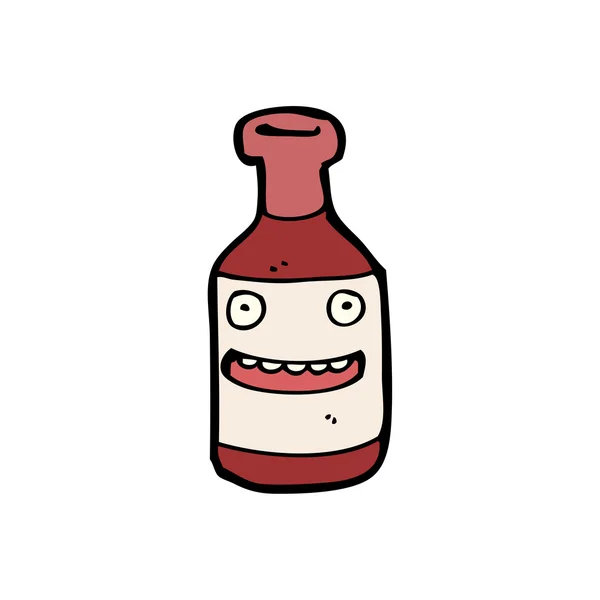 Worried wine bottle cartoon character — Stock Vector