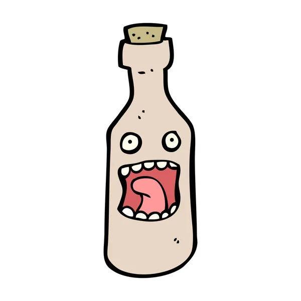 ワインのボトルを心配している漫画のキャラクター — ストックベクタ