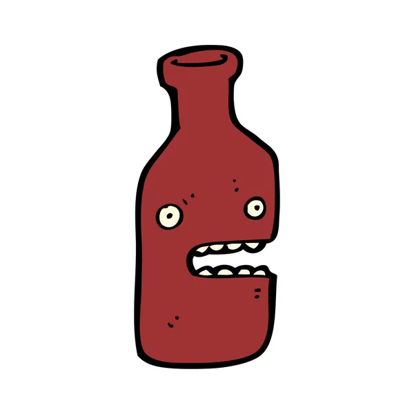 Láhev vína kreslená postavička — Stockový vektor
