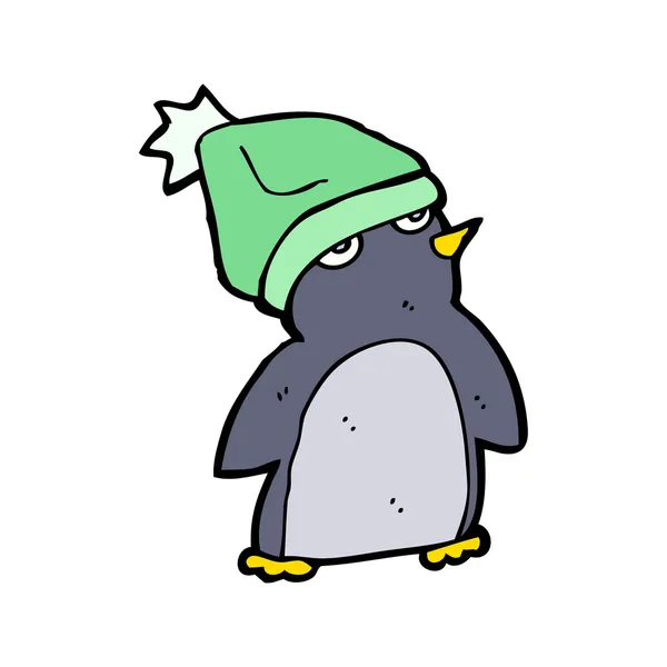 Cartoon feestelijke xmas pinguïn dragen van een hoed royalty's gratis vector clipart — Stockvector