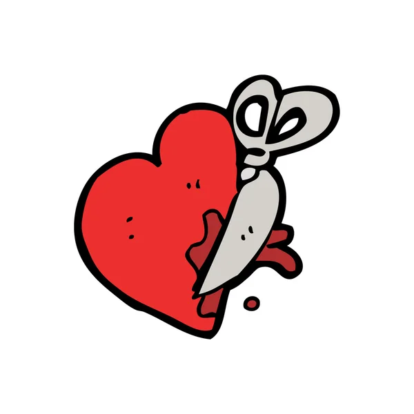 Scissors cutting heart cartoon — Stock Vector