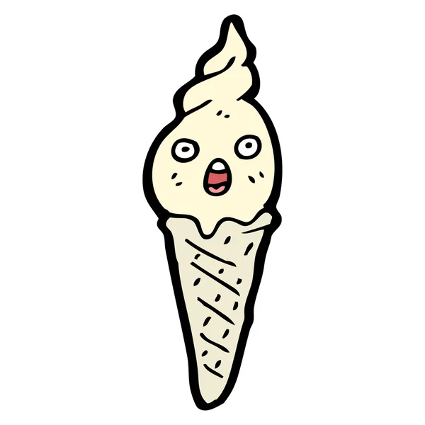 Cartone animato personaggio cono gelato retrò — Vettoriale Stock