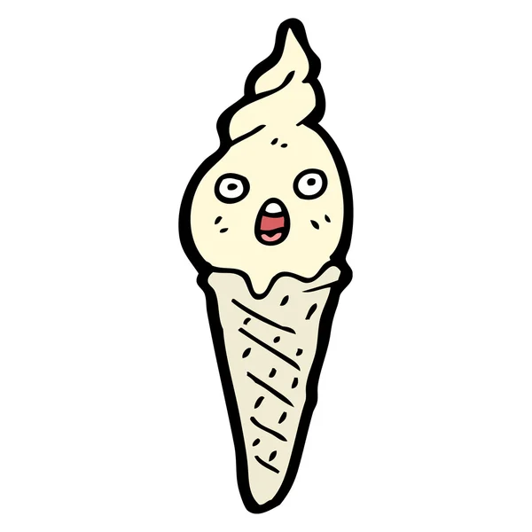 Caricatura retro helado cono carácter — Vector de stock