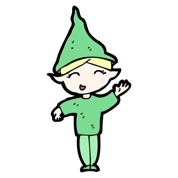 Feliz Natal elfo desenhos animados — Vetor de Stock