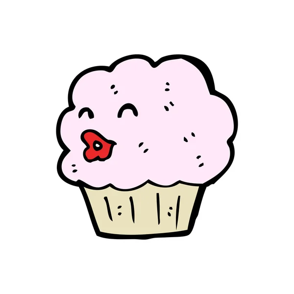 Asustado cumpleaños cupcake dibujos animados — Vector de stock
