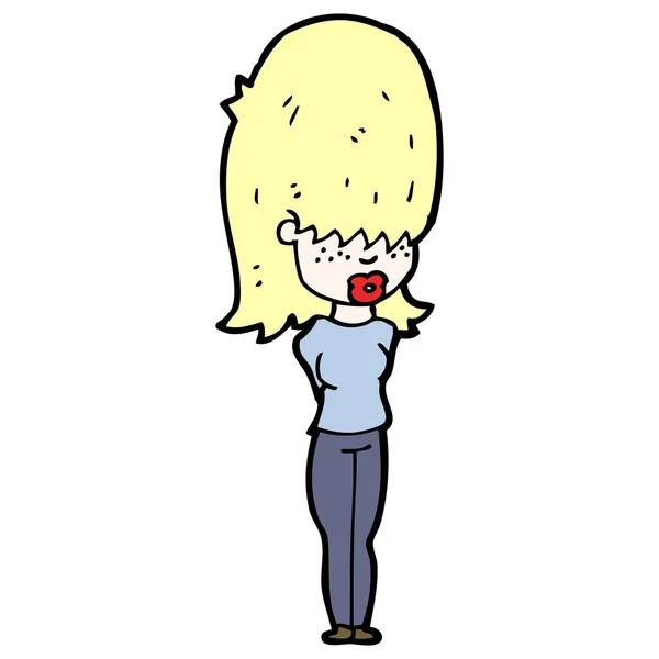 Blond teenage girl cartoon — Stock Vector