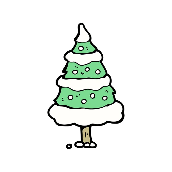 Neve coberto árvore de natal desenhos animados — Vetor de Stock