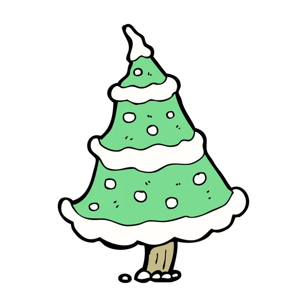 Sneeuw bedekt kerstboom cartoon — Stockvector