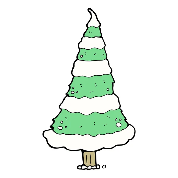 雪のクリスマス ツリーの漫画 — ストックベクタ