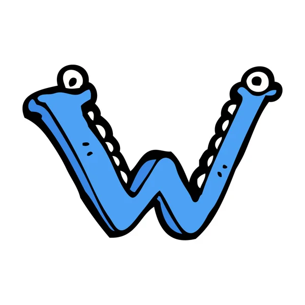 Kreslený písmeno w — Stockový vektor