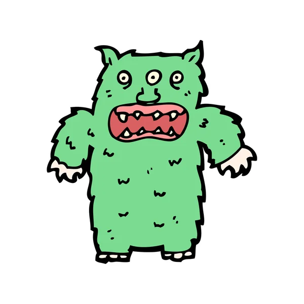 Desenhos animados de monstro verde peludo — Vetor de Stock