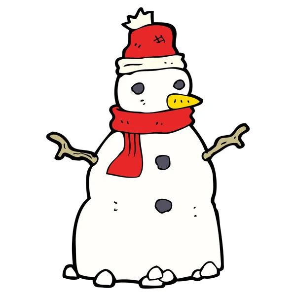 Traditional cartoon snowman — Stock Vector