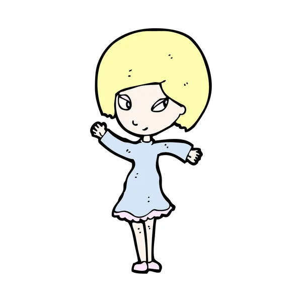 挥动的女孩卡通 — 图库矢量图片