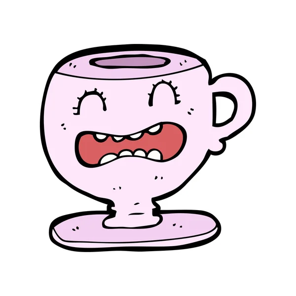 Upset tea cup cartoon — Stock Vector