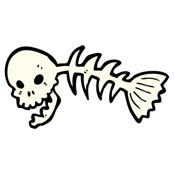 Skull fish skeleton cartoon — Stock Vector