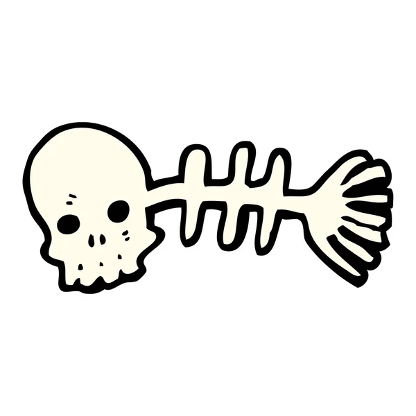 Skallen fisk skelett cartoon — Stock vektor
